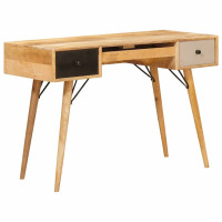 Produktbild för Skrivbord med låda Brun 110 x 55 x 76 cm Massivt mangoträ