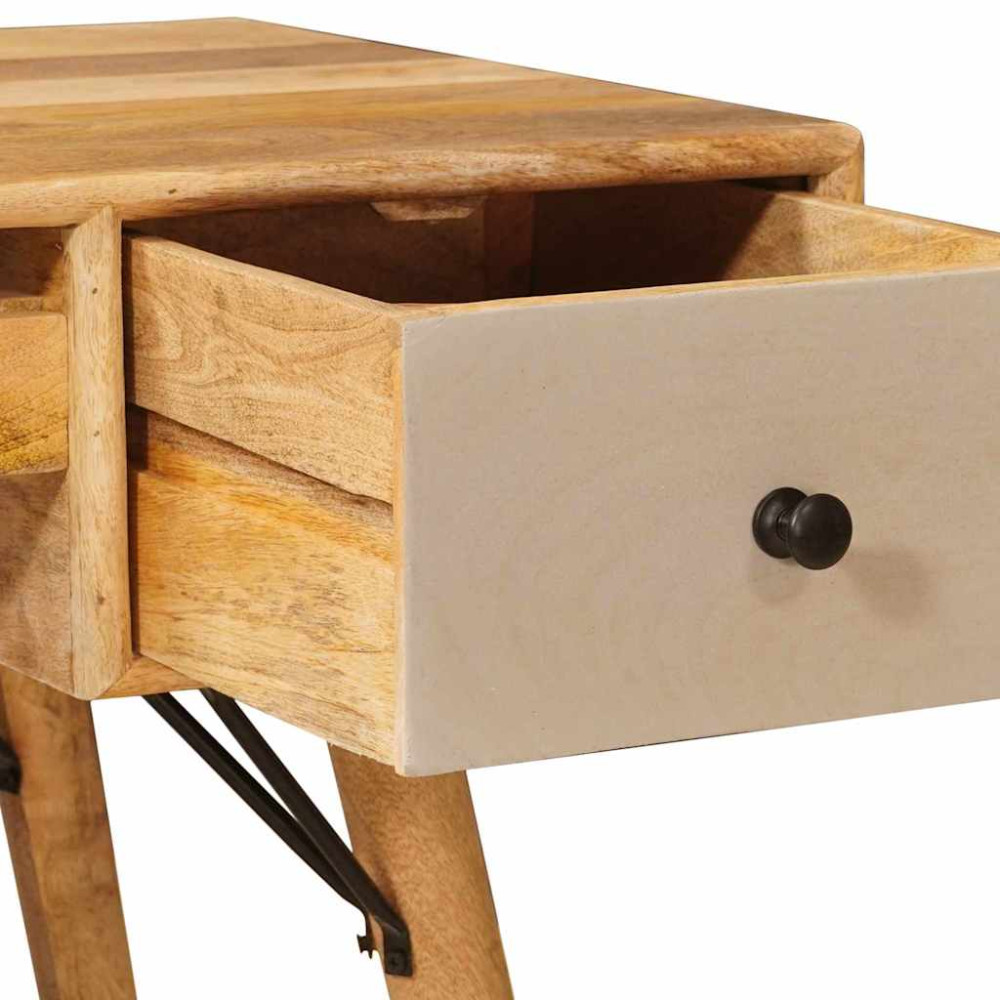 Produktbild för Skrivbord med låda Brun 110 x 55 x 76 cm Massivt mangoträ