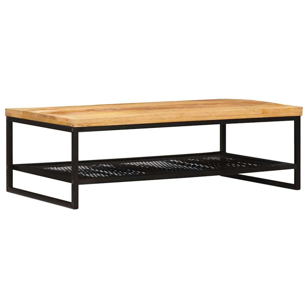 Produktbild för Kaffeebord Brun och svart 110 x 55 x 35 cm Massivt mangoträ