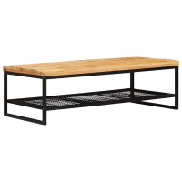 Produktbild för Kaffeebord Brun och svart 110 x 55 x 35 cm Massivt mangoträ