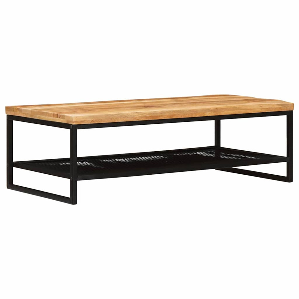 Produktbild för Kaffeebord Brun och svart 110 x 55 x 35 cm Massivt mangoträ