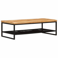 Produktbild för Kaffeebord Brun och svart 110 x 55 x 35 cm Massivt mangoträ