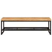Produktbild för Kaffeebord Brun och svart 110 x 55 x 35 cm Massivt mangoträ
