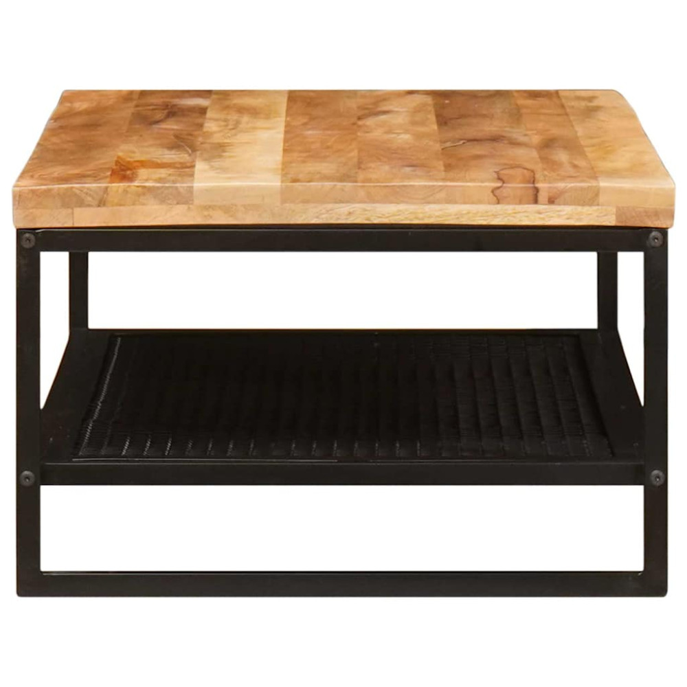 Produktbild för Kaffeebord Brun och svart 110 x 55 x 35 cm Massivt mangoträ