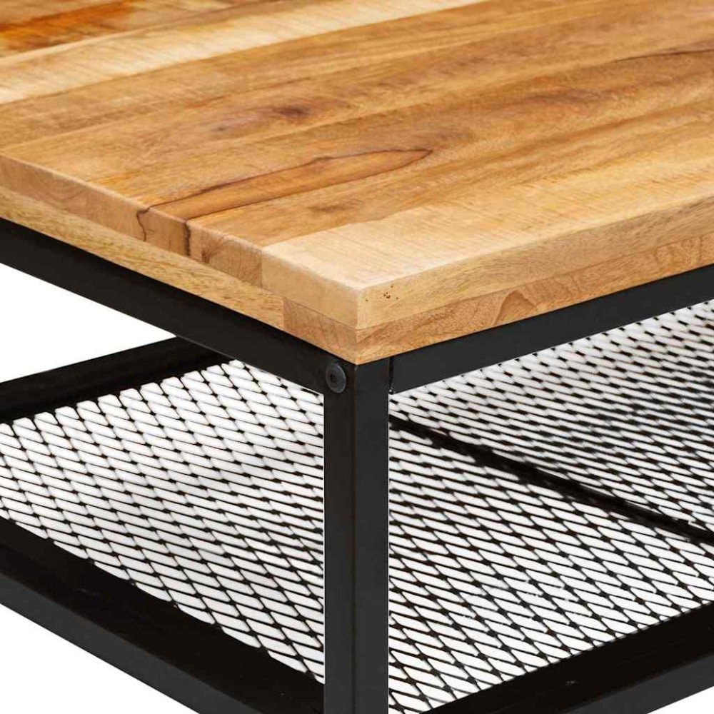 Produktbild för Kaffeebord Brun och svart 110 x 55 x 35 cm Massivt mangoträ