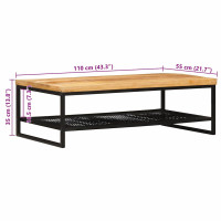 Produktbild för Kaffeebord Brun och svart 110 x 55 x 35 cm Massivt mangoträ