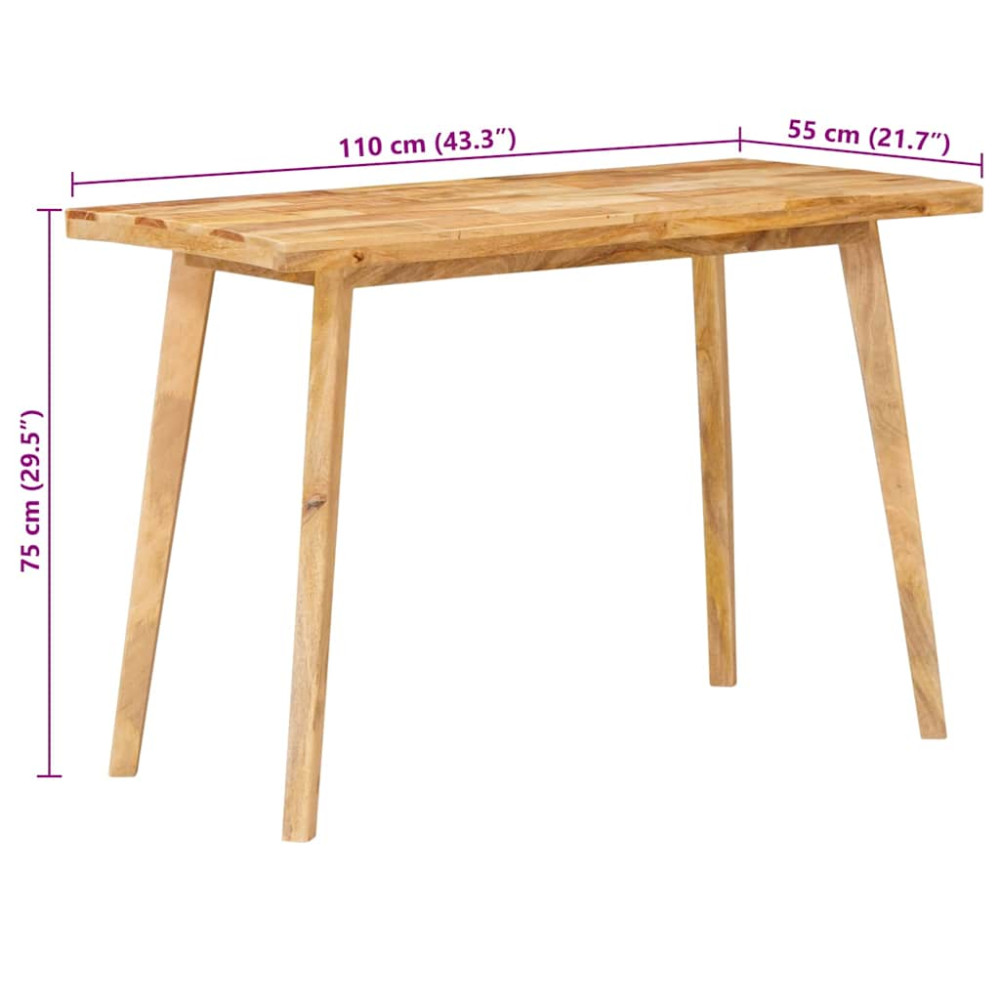 Produktbild för Matbord Naturfärg 100 x 55 x 75 cm Massivt mangoträ