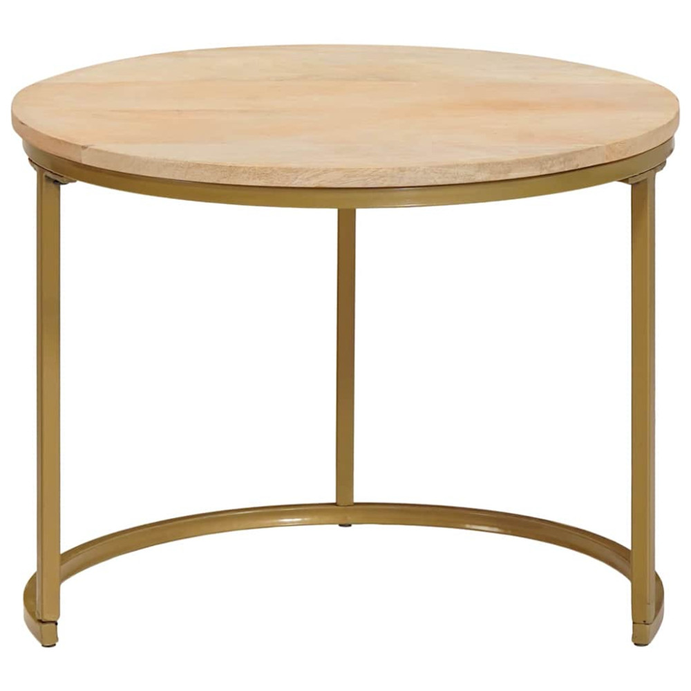 Produktbild för Nesting Kaffe Bord 3 pcs Brun Massivt Mangoträ och stål