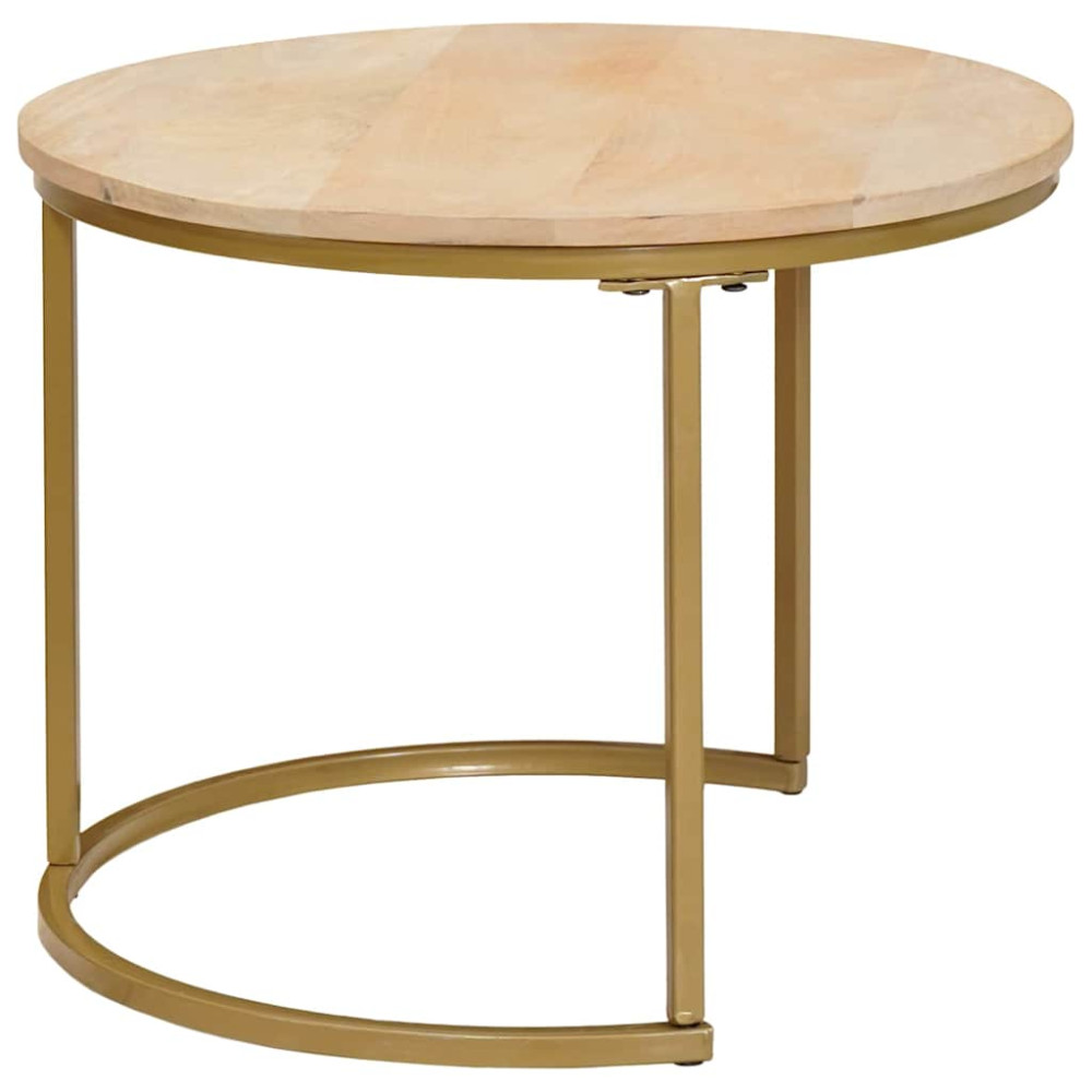 Produktbild för Nesting Kaffe Bord 3 pcs Brun Massivt Mangoträ och stål