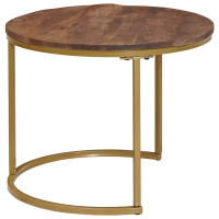 Produktbild för Nesting Kaffe Bord 3 pcs Mörkbrun Massivt Mangoträ och stål