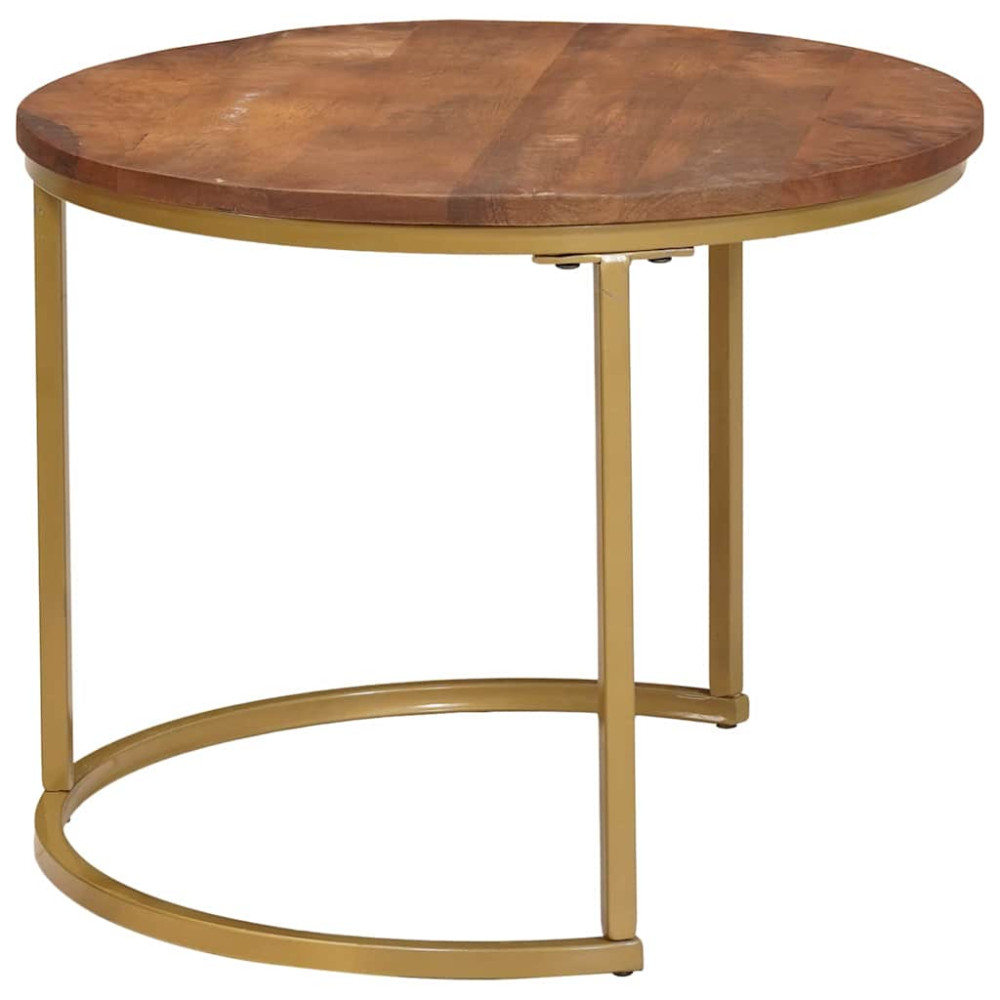 Produktbild för Nesting Kaffe Bord 3 pcs Honung brun Massivt Mangoträ och stål