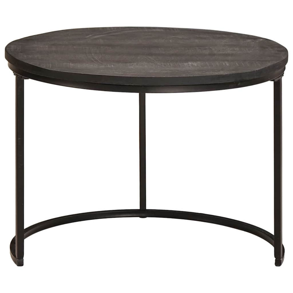 Produktbild för Nesting Kaffe Bord 3 pcs Svart Massivt Mangoträ och stål