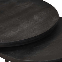 Produktbild för Nesting Kaffe Bord 3 pcs Svart Massivt Mangoträ och stål