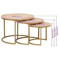Produktbild för Nesting Kaffe Bord 3 pcs Brun Massivt Mangoträ och stål