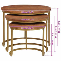 Produktbild för Nesting Kaffe Bord 3 pcs Honung brun Massivt Mangoträ och stål