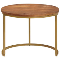 Produktbild för Nesting Kaffe Bord 3 pcs Honung brun Massivt Mangoträ och stål