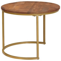 Produktbild för Nesting Kaffe Bord 3 pcs Honung brun Massivt Mangoträ och stål