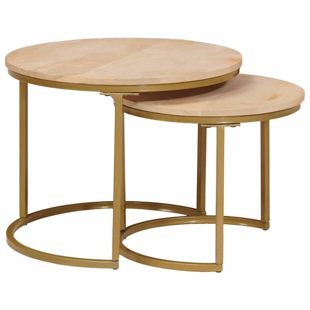 Produktbild för Nesting Kaffe Bord 2 pcs Brun Massivt Mangoträ och stål