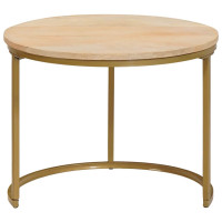 Produktbild för Nesting Kaffe Bord 2 pcs Brun Massivt Mangoträ och stål