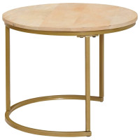 Produktbild för Nesting Kaffe Bord 2 pcs Brun Massivt Mangoträ och stål