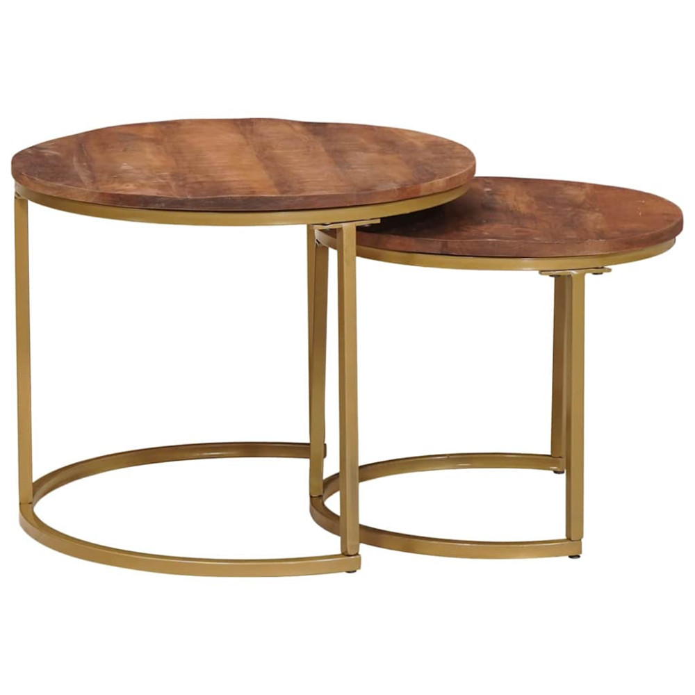 Produktbild för Nesting Kaffe Bord 2 pcs Honung brun Massivt Mangoträ och stål