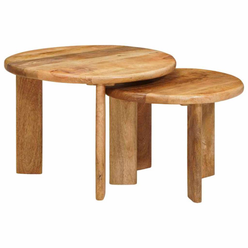 vidaXL Nesting Kaffe Bord 2 pcs Brun Massivt mangoträ