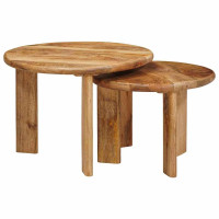 Produktbild för Nesting Kaffe Bord 2 pcs Brun Massivt mangoträ