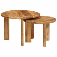 Produktbild för Nesting Kaffe Bord 2 pcs Brun Massivt mangoträ