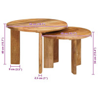 Produktbild för Nesting Kaffe Bord 2 pcs Brun Massivt mangoträ