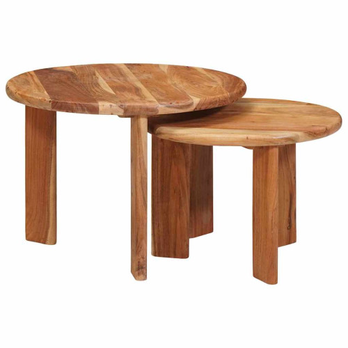 vidaXL Nesting Kaffe Bord 2 pcs Brun Massivt Akaciaträ