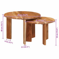 Produktbild för Nesting Kaffe Bord 2 pcs Brun Massivt Akaciaträ