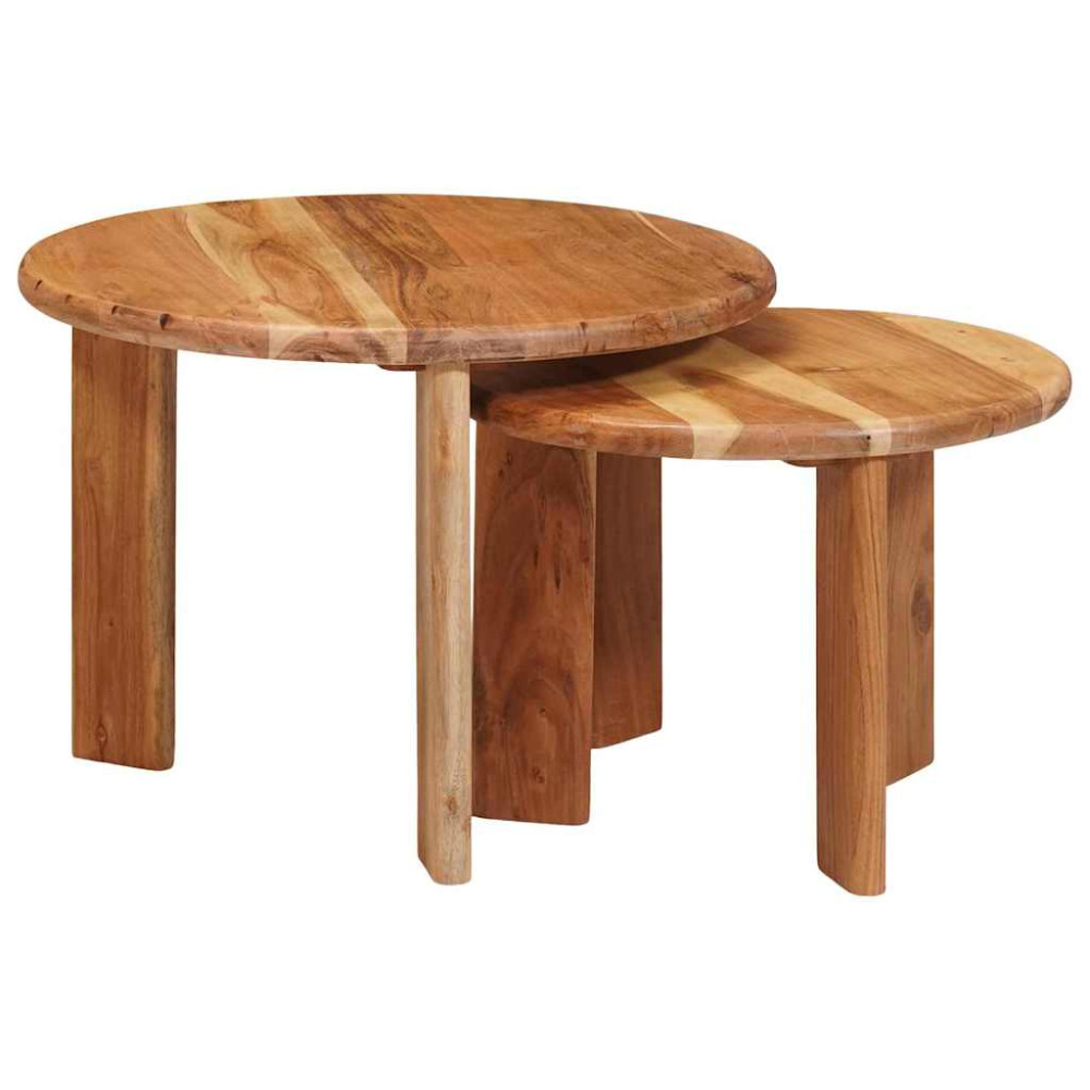 Produktbild för Nesting Kaffe Bord 2 pcs Brun Massivt Akaciaträ