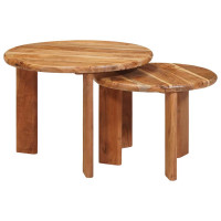 Produktbild för Nesting Kaffe Bord 2 pcs Brun Massivt Akaciaträ