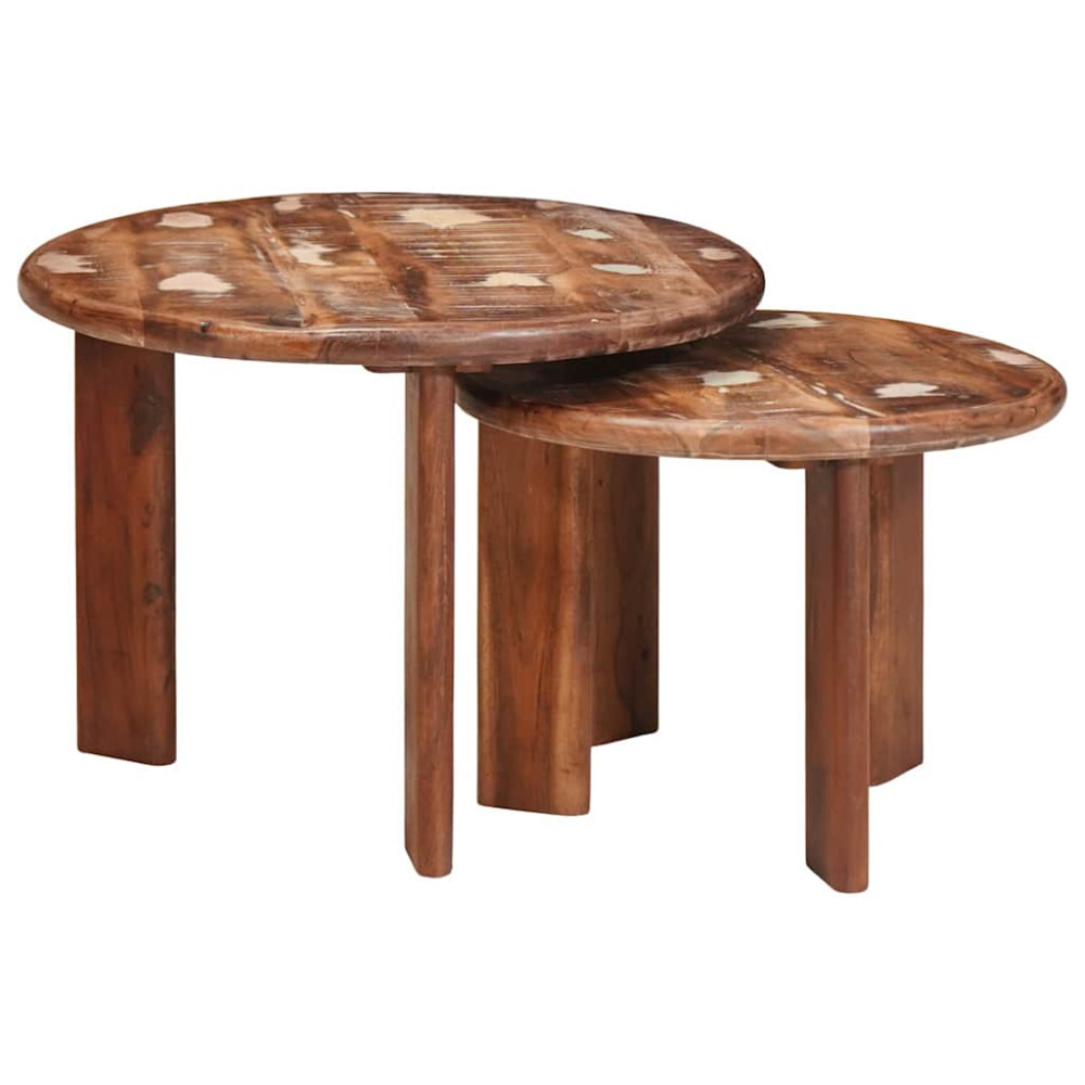Produktbild för Nesting Kaffe Bord 2 pcs Flerfärgsdesign Massivt återvunnet trä