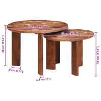 Produktbild för Nesting Kaffe Bord 2 pcs Flerfärgsdesign Massivt återvunnet trä