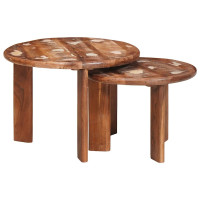 Produktbild för Nesting Kaffe Bord 2 pcs Flerfärgsdesign Massivt återvunnet trä