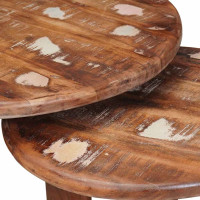 Produktbild för Nesting Kaffe Bord 2 pcs Flerfärgsdesign Massivt återvunnet trä