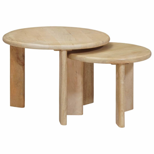 vidaXL Nesting Kaffe Bord 2 pcs Svart Massivt mangoträ