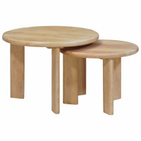 Produktbild för Nesting Kaffe Bord 2 pcs Svart Massivt mangoträ