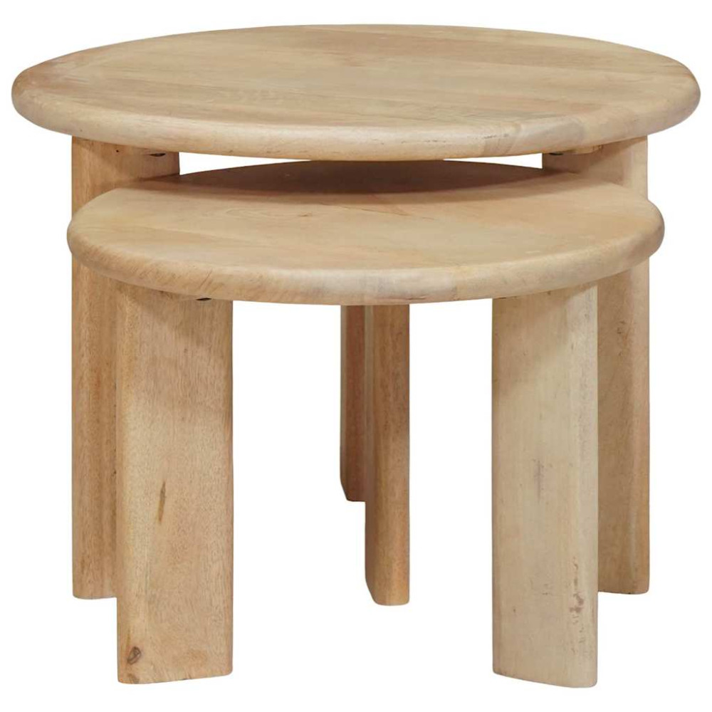 Produktbild för Nesting Kaffe Bord 2 pcs Svart Massivt mangoträ