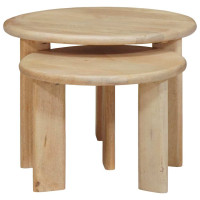 Produktbild för Nesting Kaffe Bord 2 pcs Svart Massivt mangoträ