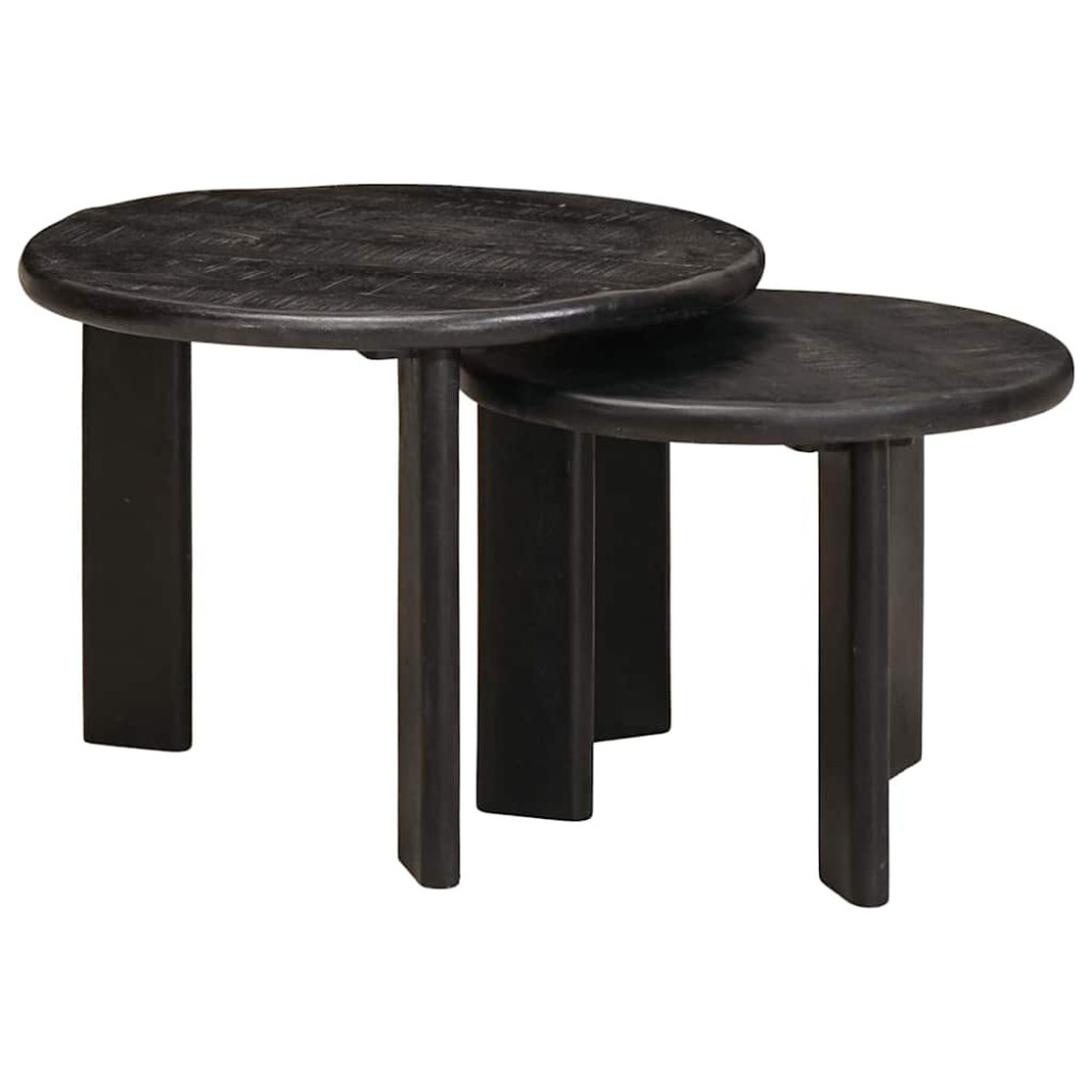Produktbild för Nesting Kaffe Bord 2 pcs Vit Massivt mangoträ
