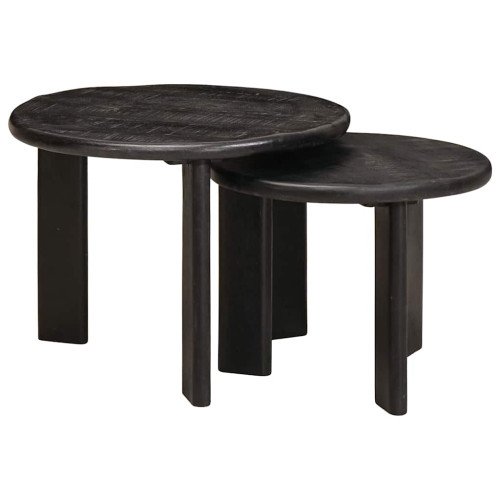 vidaXL Nesting Kaffe Bord 2 pcs Vit Massivt mangoträ