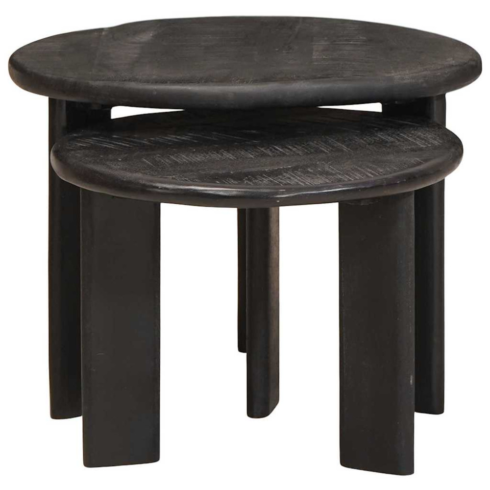 Produktbild för Nesting Kaffe Bord 2 pcs Vit Massivt mangoträ