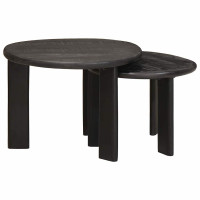 Produktbild för Nesting Kaffe Bord 2 pcs Vit Massivt mangoträ