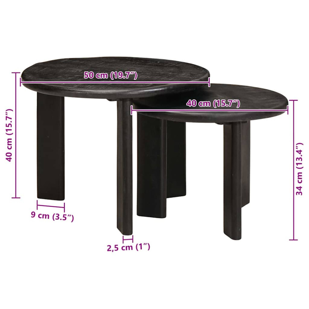 Produktbild för Nesting Kaffe Bord 2 pcs Vit Massivt mangoträ