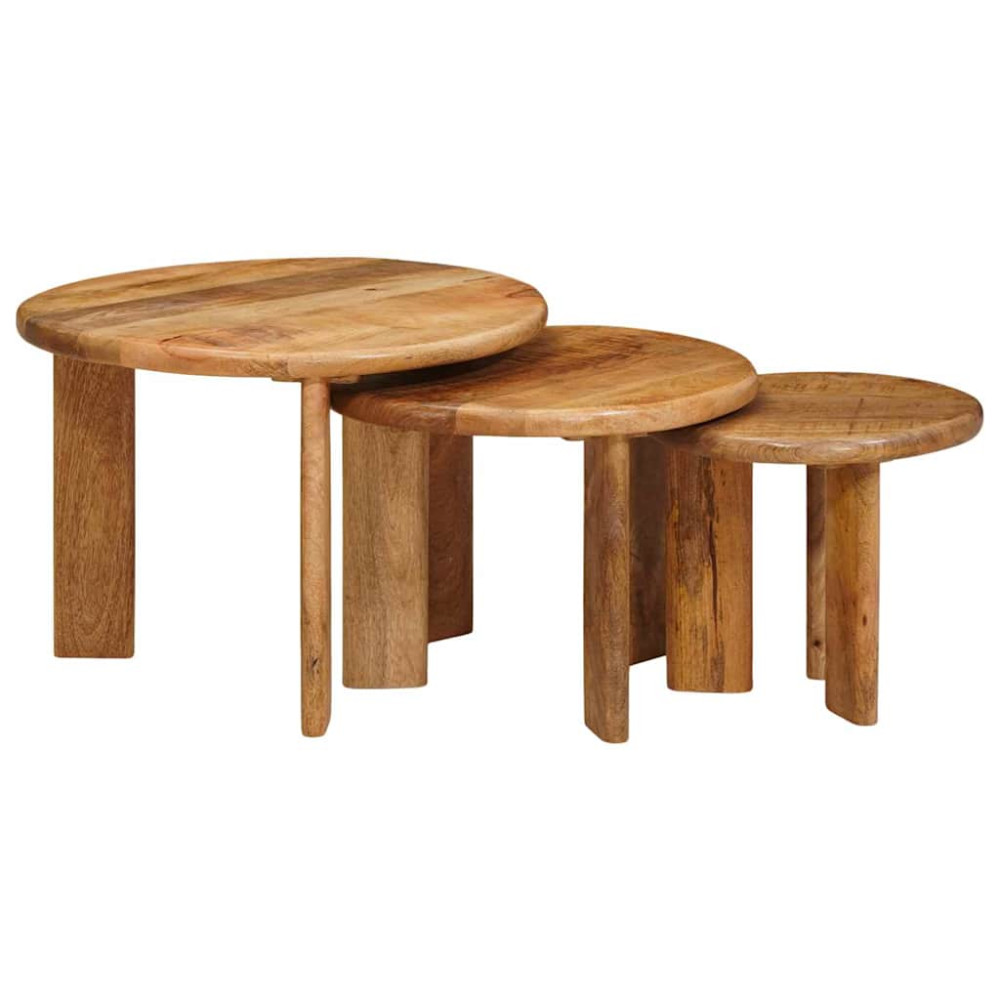 Produktbild för Nesting Kaffe Bord 3 pcs Brun Massivt mangoträ