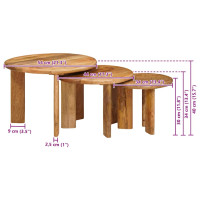 Produktbild för Nesting Kaffe Bord 3 pcs Brun Massivt mangoträ
