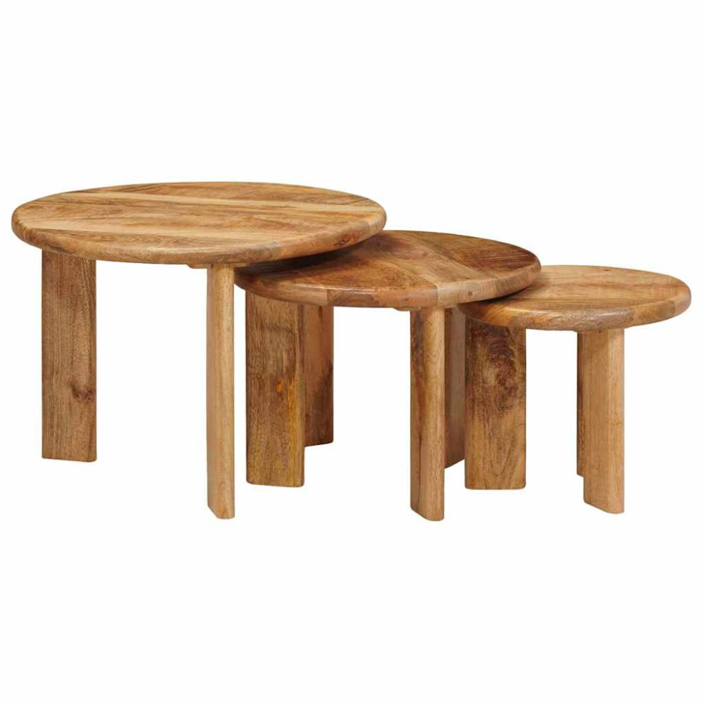 Produktbild för Nesting Kaffe Bord 3 pcs Brun Massivt mangoträ