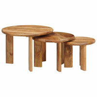 Produktbild för Nesting Kaffe Bord 3 pcs Brun Massivt mangoträ